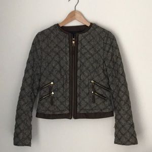 zara quilted tweed jacket, size small